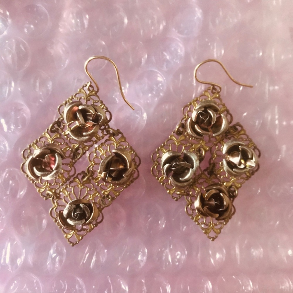 Anthropologie rose earrings
